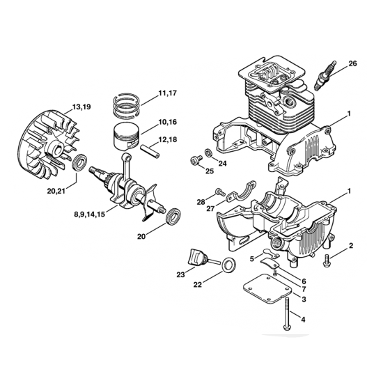 Stihl FS25-4 FS65-4 Crankcase Assembly