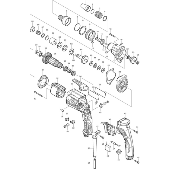 Main Assembly for Makita FS2700 Torque Adjustable Drywall Corded Screwgun