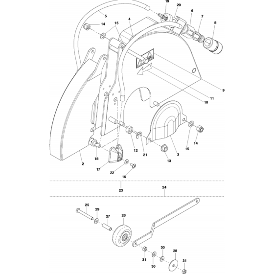 Blade Guard Assembly for Husqvarna FS309 Floor Saw