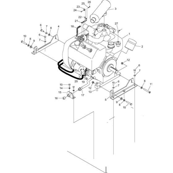 Engine, Mounting & Muffler Assembly for Husqvarna FS3500 Floor Saw