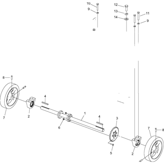 Rear Axle Assembly for Husqvarna FS3500 Floor Saw