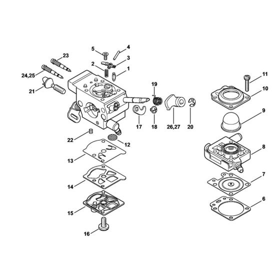 Carburettor WTF-10 & WTF-11 & WTF-5 & WTF-6 Assembly for Stihl FS360C FS410C Clearing Saw