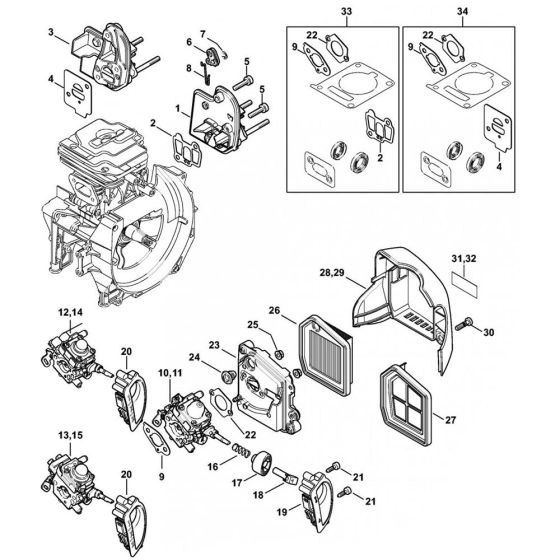 Spacer Flange & Air Filter Assembly