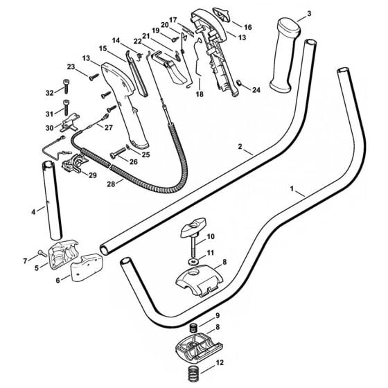 Handlebar & Control handle Assembly for Stihl FS400 FS450 FS480 Clearing Saw