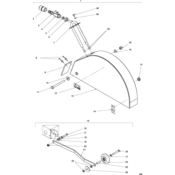 Blade Guard Guide Assembly for Husqvarna FS400 LV Floor Saw