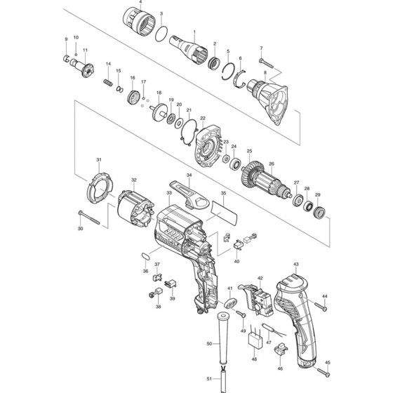 Main Assembly for Makita FS4300 Drywall Corded Screwgun