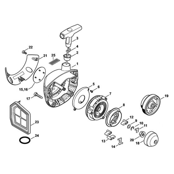 Rewind starter Assembly for Stihl FS460C FS460RC Clearing Saw