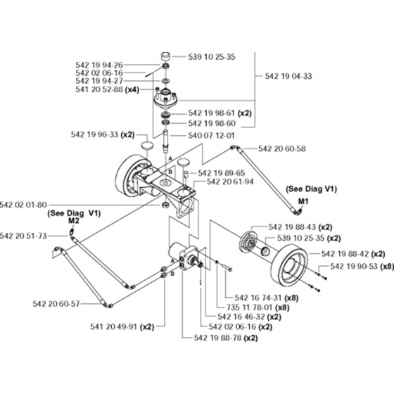 Rear Axle - Manual, Front Pivot Assembly for Husqvarna FS4800 Floor Saw