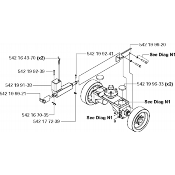 Rear Axle - E-Track, Front Pivot Assembly for Husqvarna FS4800 Floor Saw