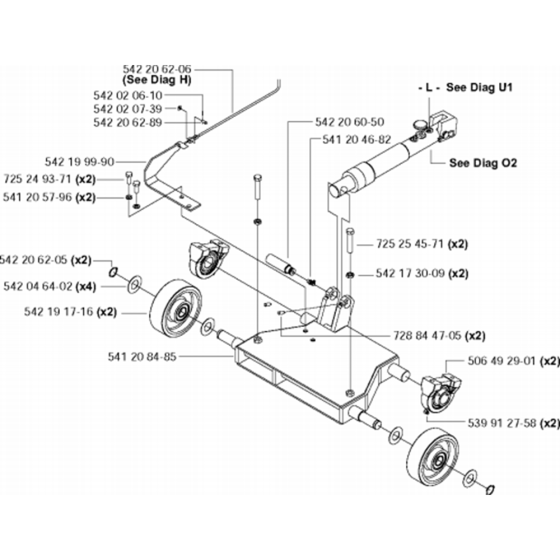 Front Axle, Front Pivot Assembly for Husqvarna FS4800 Floor Saw