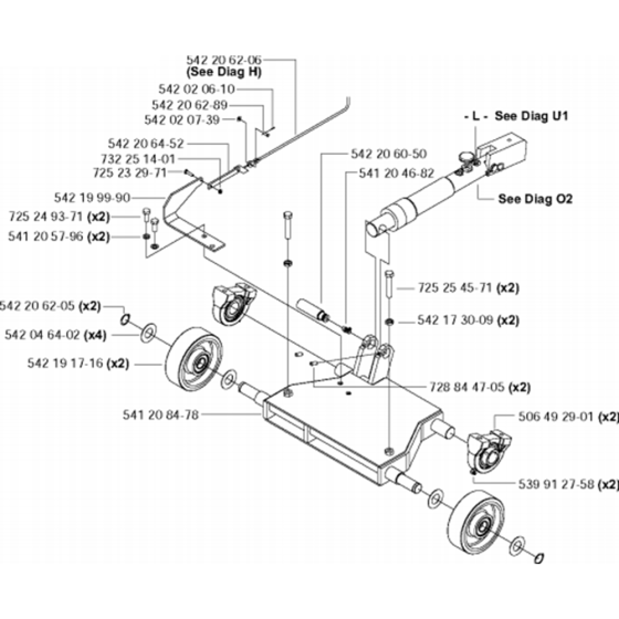 Front Axle, Rear Pivot Assembly for Husqvarna FS4800 Floor Saw