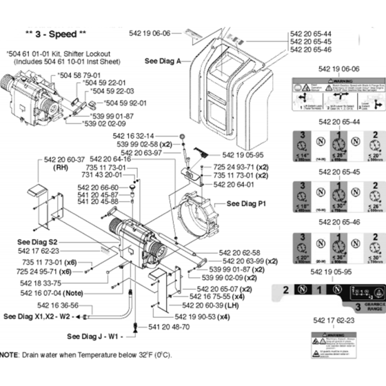 Gearbox & Belt Guard, 3 - Speed Assembly for Husqvarna FS4800 Floor Saw