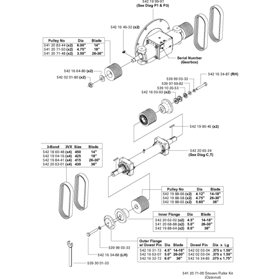 Gearbox-Blade Shaft, 1-Speed Assembly for Husqvarna FS4800 Floor Saw