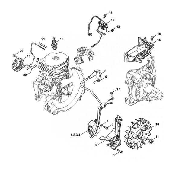 Ignition system Assembly for Stihl FS490C FS510C FS560C Clearing Saw