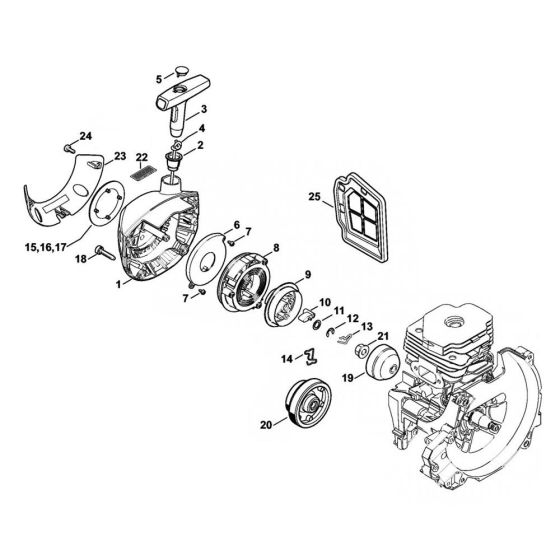 Rewind starter Assembly for Stihl FS490C FS510C FS560C Clearing Saw