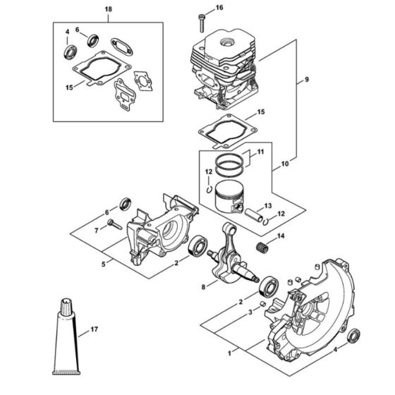 Crankcase Assembly for Stihl FS 491C