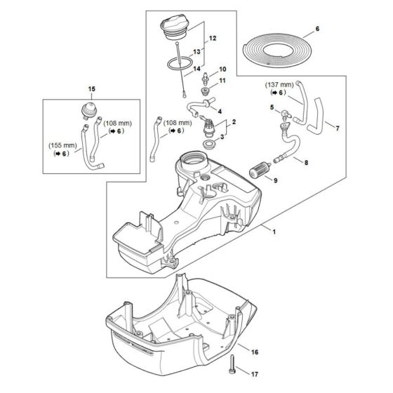 Fuel Tank Assembly for Stihl FS 491C