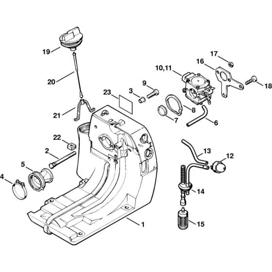 Tank housing Assembly for Stihl FS500 FS550 FS550L Clearing Saw