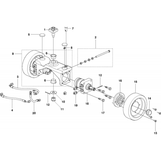 Rear Axle Assembly for Husqvarna FS5000 Floor Saw