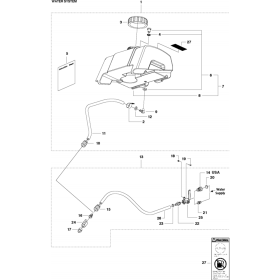 Water System Assembly for Husqvarna FS513/FS520/FS524 Floor Saw