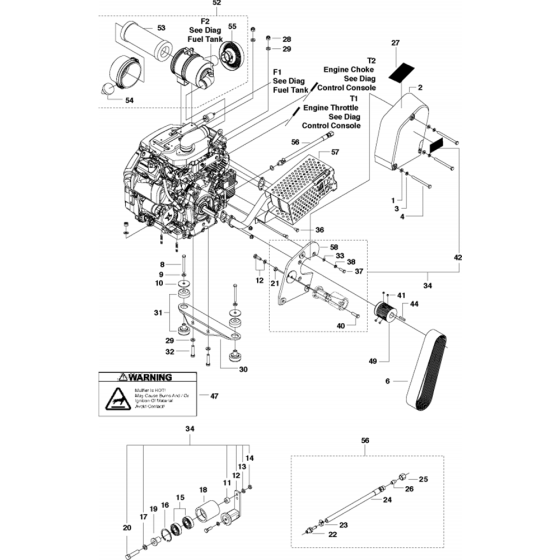 Engine & Idler-2 Assembly for Husqvarna FS513/FS520/FS524 Floor Saw