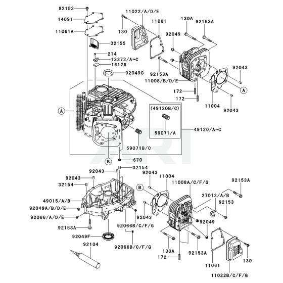 Cylinder / Crankcase for Kawasaki FS541V Engine