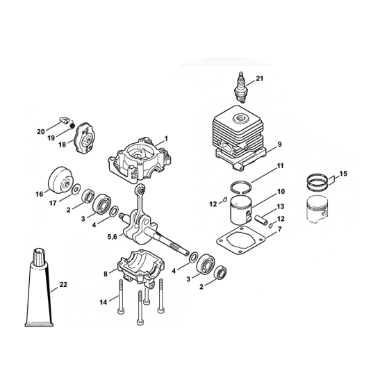 Stihl FS55 Crankcase Cylinder Assembly