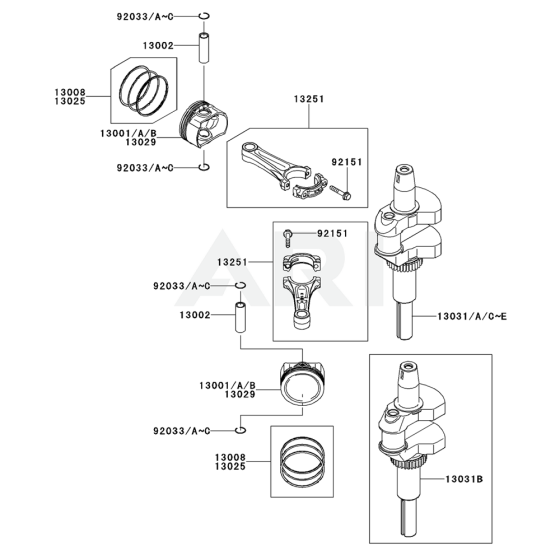 Piston / Crankshaft for Kawasaki FS600V Engine