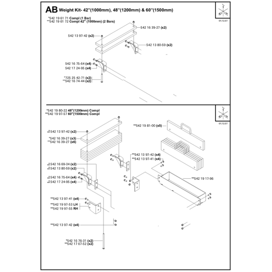 Weight Kit- 42”, 48” & 60” Assembly for Husqvarna FS6600 Floor Saw