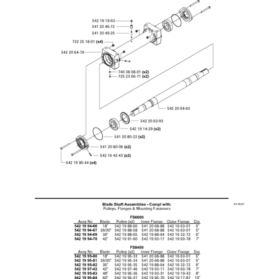 Blade Shaft Tube Assembly for Husqvarna FS6600 Floor Saw