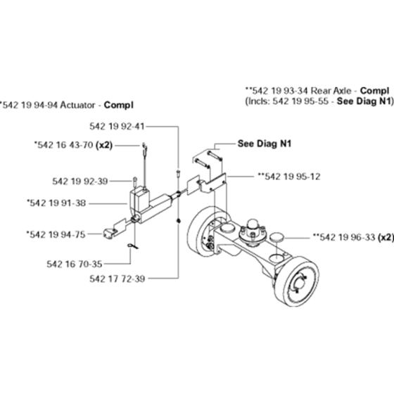 Rear Axle - E-Track Assembly for Husqvarna FS6600 D Floor Saw