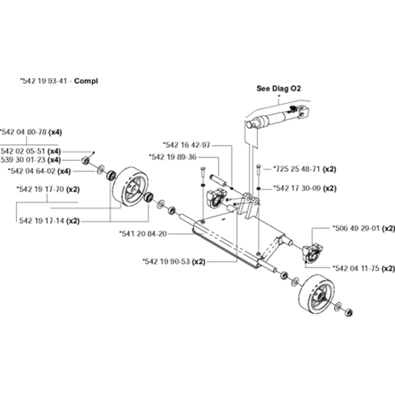 Front Axle Assembly for Husqvarna FS6600 D Floor Saw