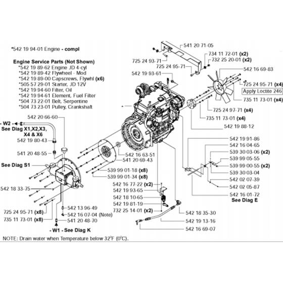 Engine, Fan & Gearbox 1-Speed Assembly for Husqvarna FS6600 D Floor Saw