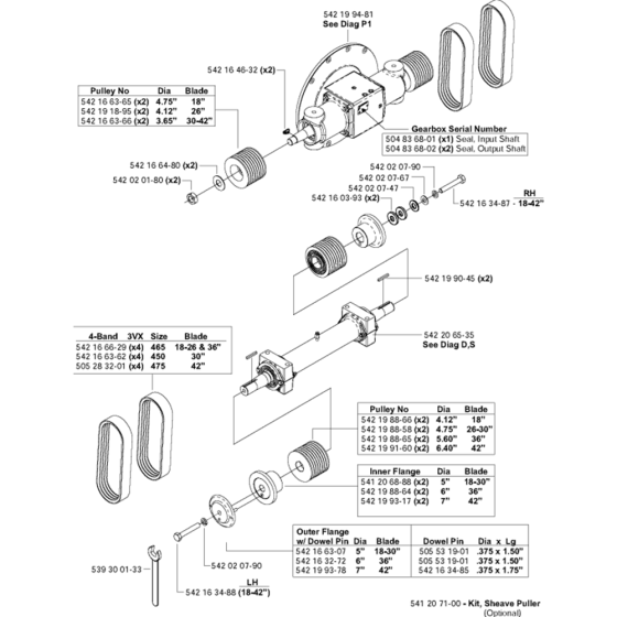 Gearbox-Blade Shaft 1-Speed Assembly for Husqvarna FS6600 D Floor Saw