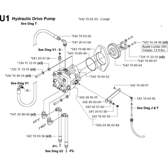 Hydraulic Drive Pump Assembly for Husqvarna FS6600 D Floor Saw