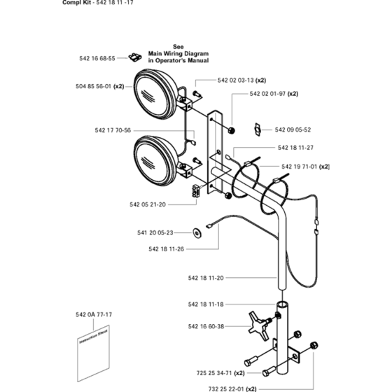 Dual Work Light Kit Assembly for Husqvarna FS6600 D Floor Saw