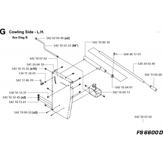 Cowling Side - L.H. Assembly for Husqvarna FS6600 D Floor Saw