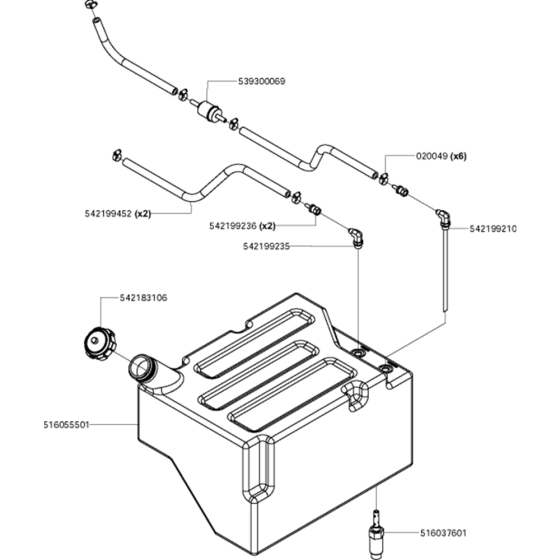 Fuel Tank Assembly for Husqvarna FS6600 JD T3 Floor Saw