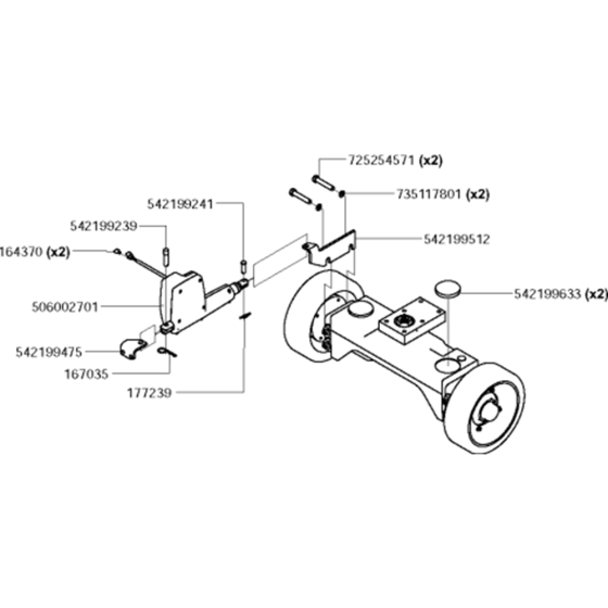 Rear Axle - E-Track Assembly for Husqvarna FS6600 JD T3 Floor Saw