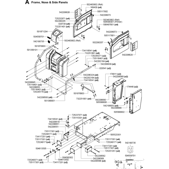 Frame, Nose & Side Panels Assembly for Husqvarna FS6800 YAN T3 Floor Saw