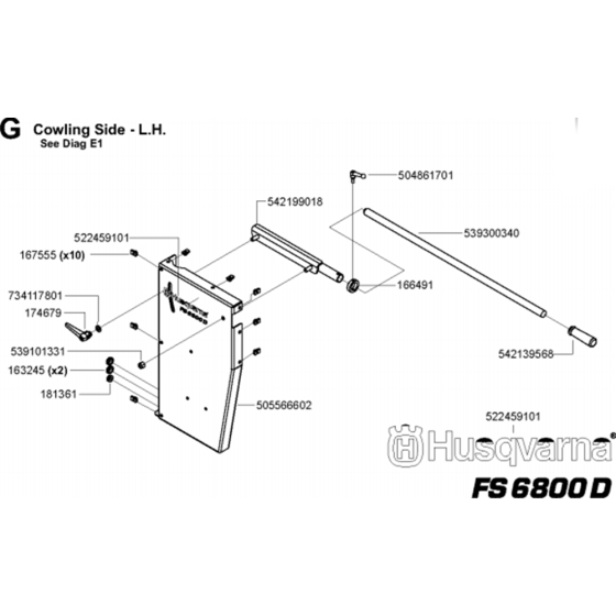 Cowling Side - L.H. Assembly for Husqvarna FS6800 YAN T3 Floor Saw