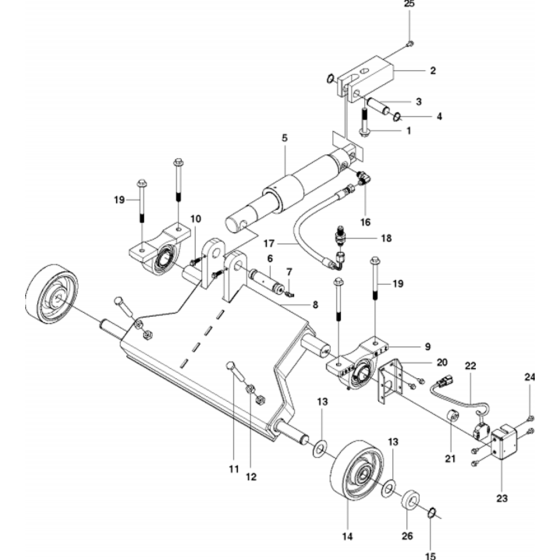 Front Axle Assembly for Husqvarna FS7000 Floor Saw