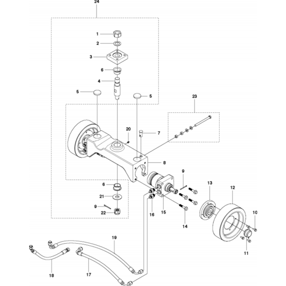 Rear Axle Assembly for Husqvarna FS7000 Floor Saw