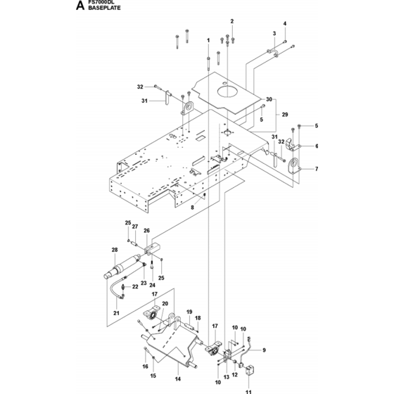 Base Plate Assembly for Husqvarna FS7000 DL Floor Saw