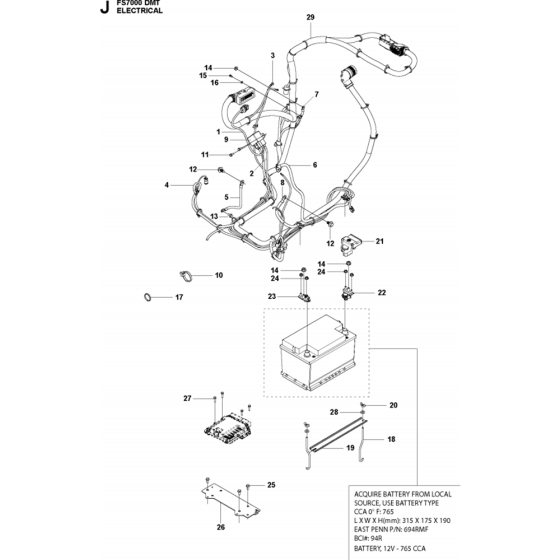 Electrical Assembly for Husqvarna FS7000 DMT Floor Saw