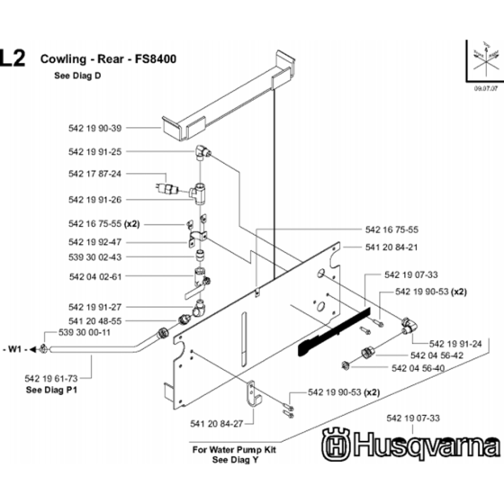 Cowling - Rear Assembly for Husqvarna FS8400 Floor Saw