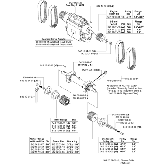 Gearbox-Blade Shaft - 3-Speed Assembly for Husqvarna FS8400 Floor Saw