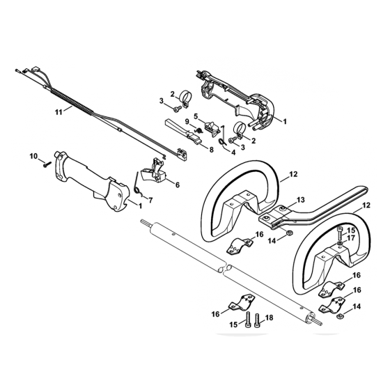 Stihl FS87 Brushcutter Handle Assembly