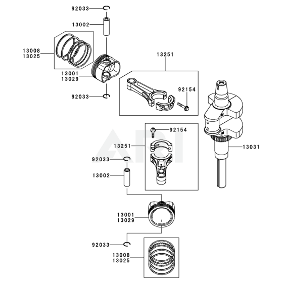 Piston / Crankshaft for Kawasaki FT691V Engine