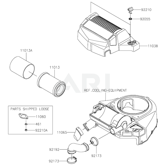 Air Filter - Muffler for Kawasaki FT730V Engine